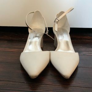 White block heels with strap